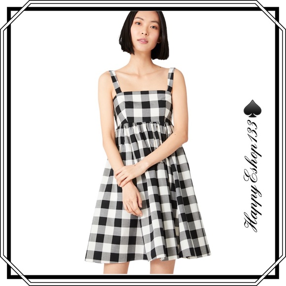♠️💃 kate spade Gingham Al Fresco Mini Dress, Black Multi